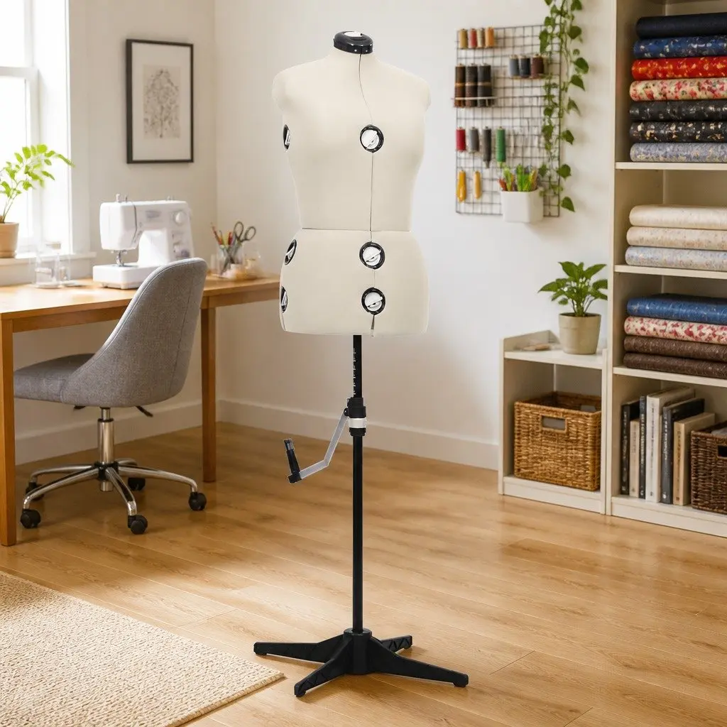 Adjustable Dress Form Mannequin Female M Size 40-46 Cream Display Dummy