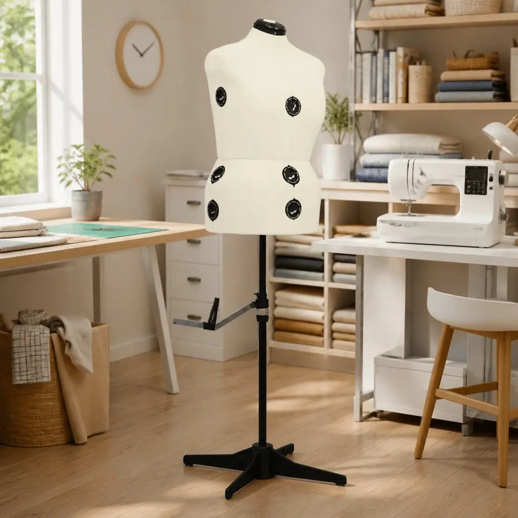 Female Mannequin Adjustable Dress Form L Size Cream Tailor Display
