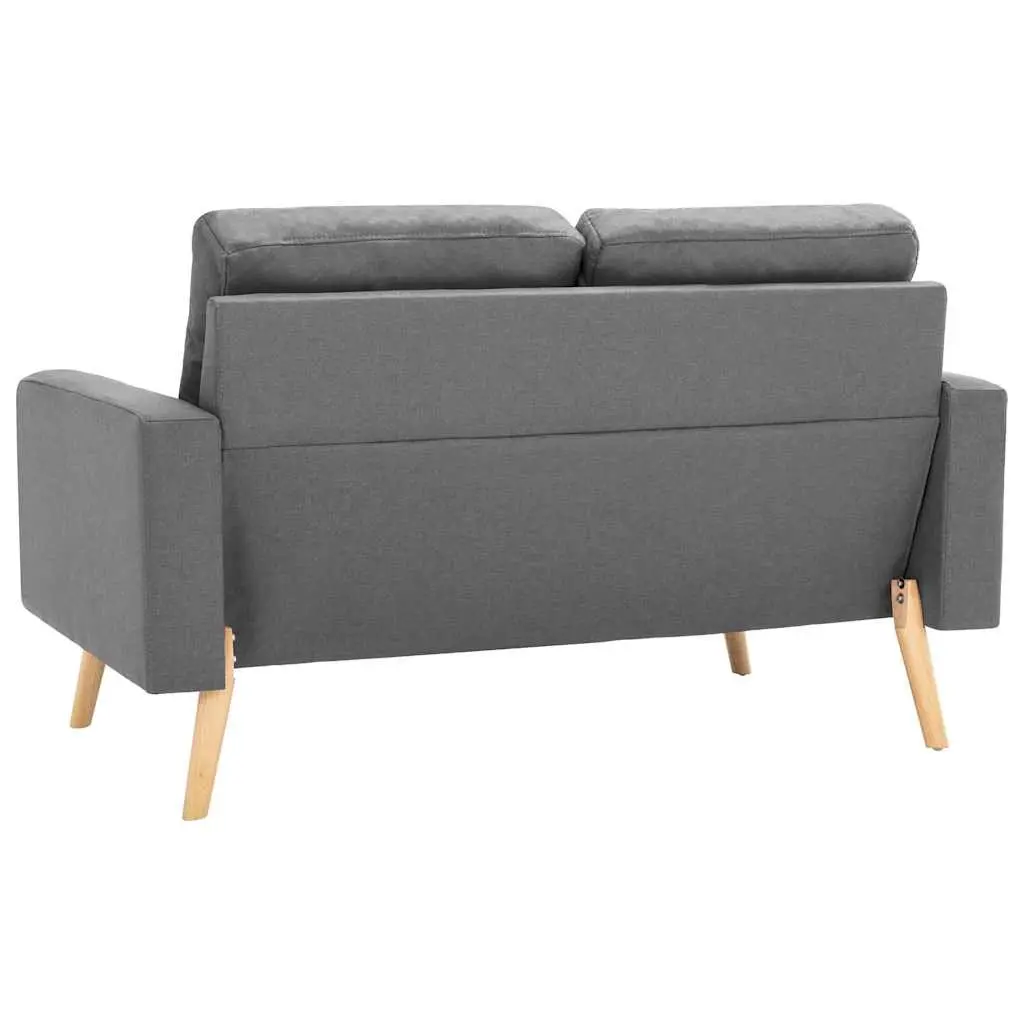 2-Seater Sofa Grey Fabric Upholstered Couch with Padded Cushions