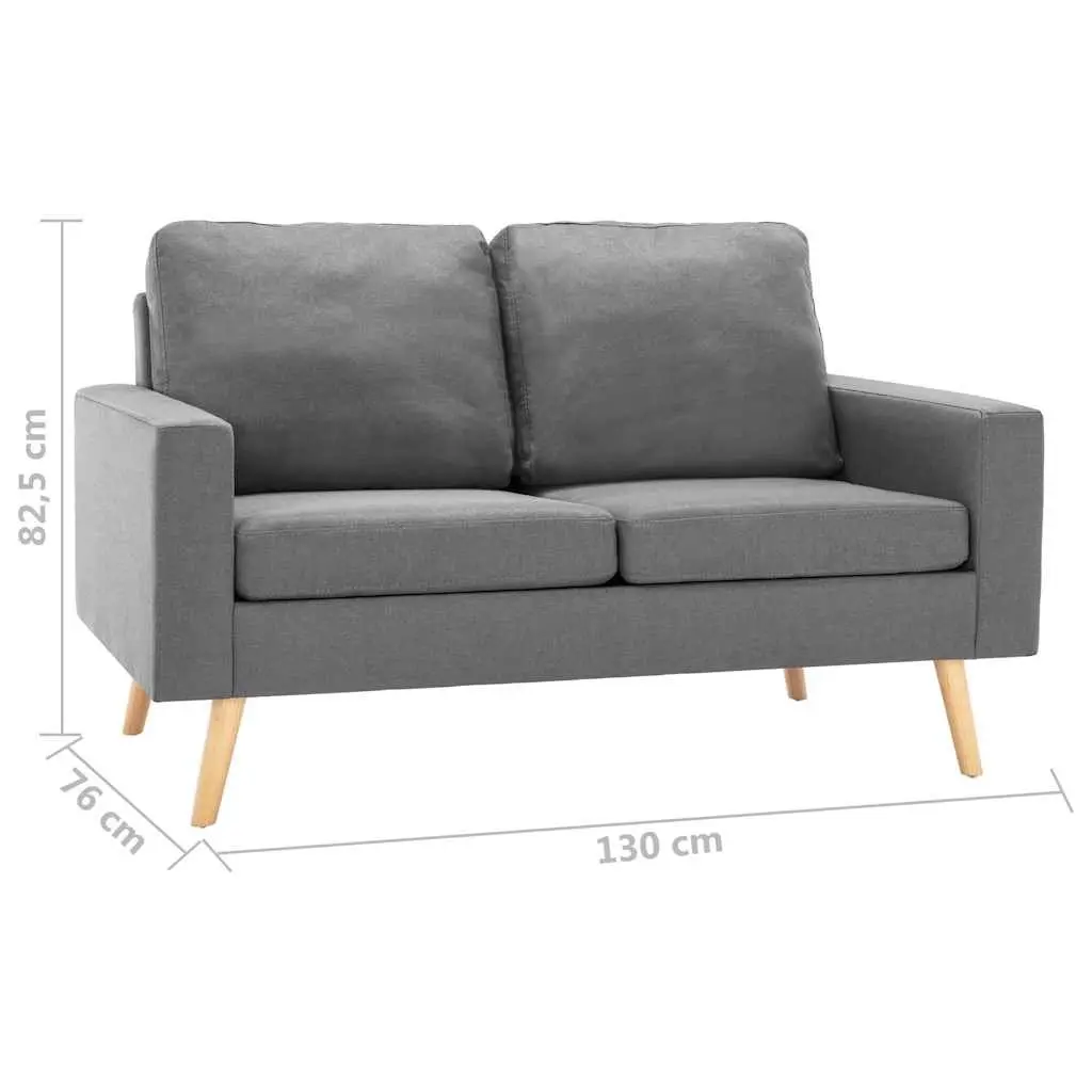 2-Seater Sofa Grey Fabric Upholstered Couch with Padded Cushions