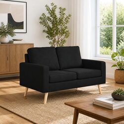 Practical Black 2-Seater Sofa with Comfort and Value