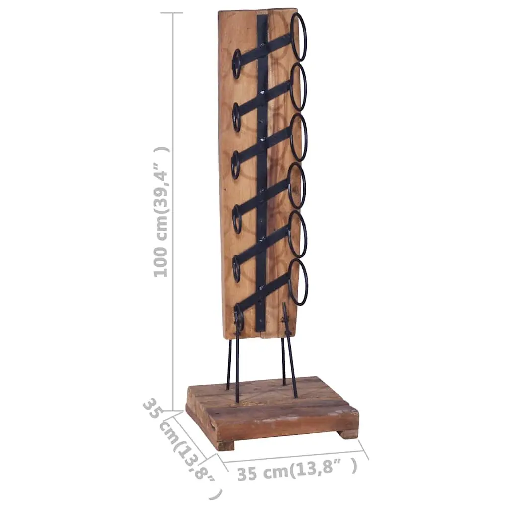 Wine Rack for 6 Bottles Wooden Floor Stand Vintage Style Brown