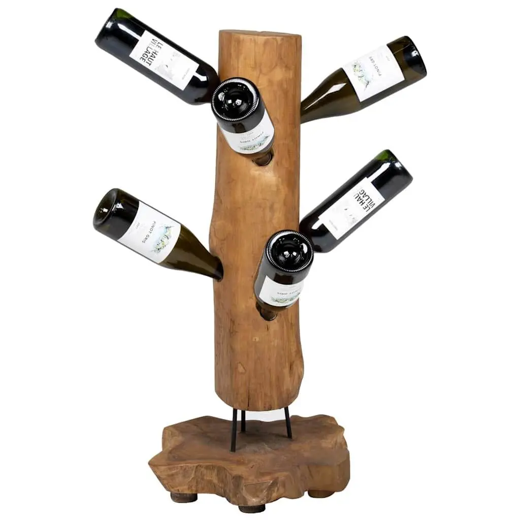 Wine Rack 8 Bottle Holder Storage Wooden Vintage Style Teak Brown
