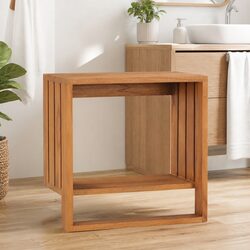 Wall-mounted Towel Rack Solid Teak Wood Bathroom Storage Organizer Holder