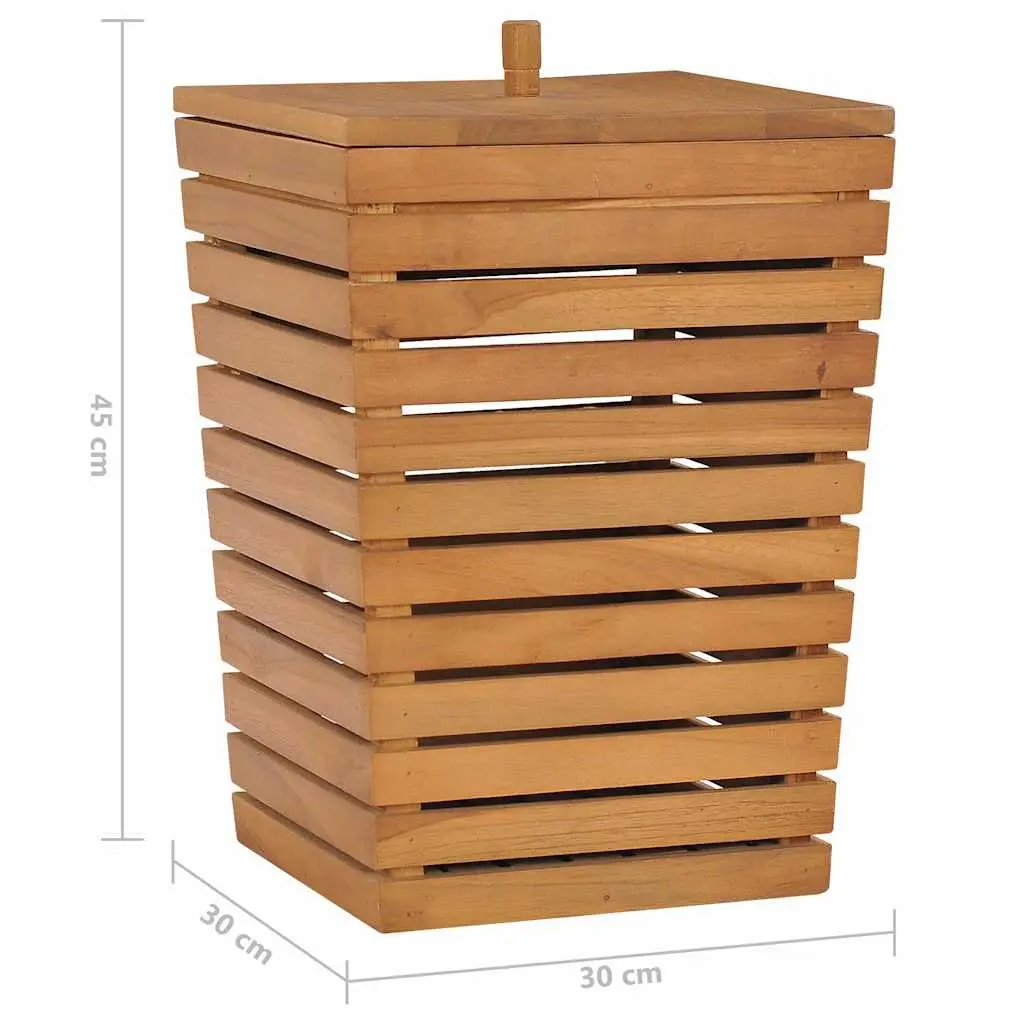 Laundry Basket 30x30x45cm Brown Slatted Design Storage Bin Wooden Household