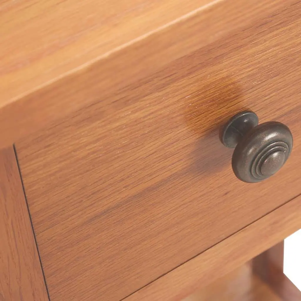 End Table with Drawer and Shelf Oak Wood Compact Magazine Rack Side Table