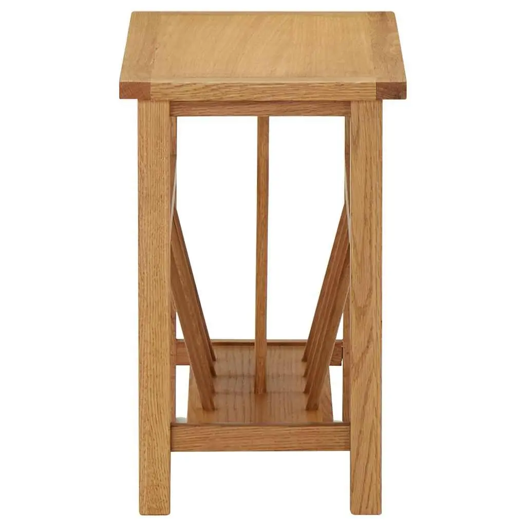 End Table Magazine Rack Solid Oak Wood 45x27x42 cm Brown