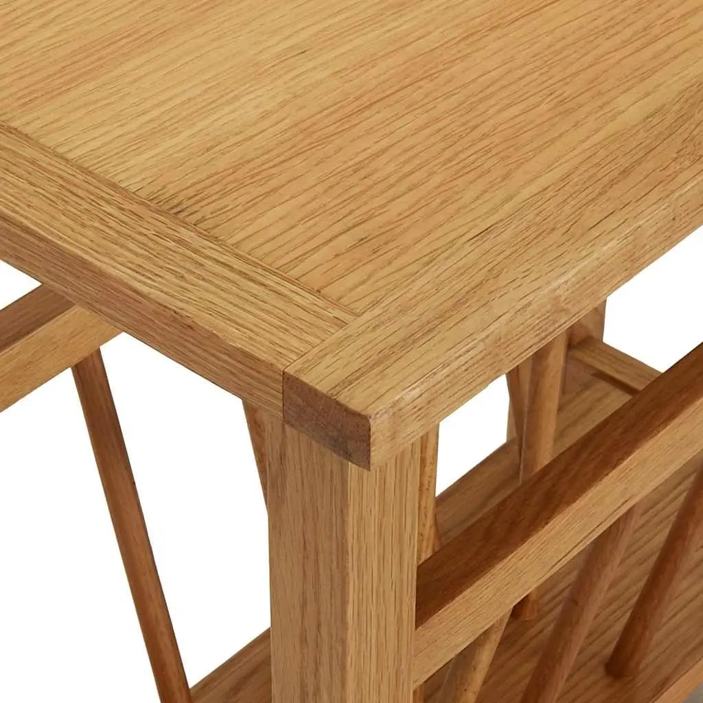 End Table Magazine Rack Solid Oak Wood 45x27x42 cm Brown