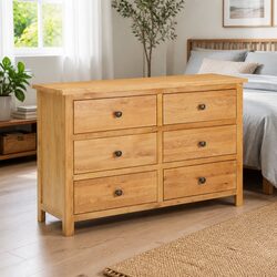 Reliable Oak Chest of Drawers with 6 Ample Drawers