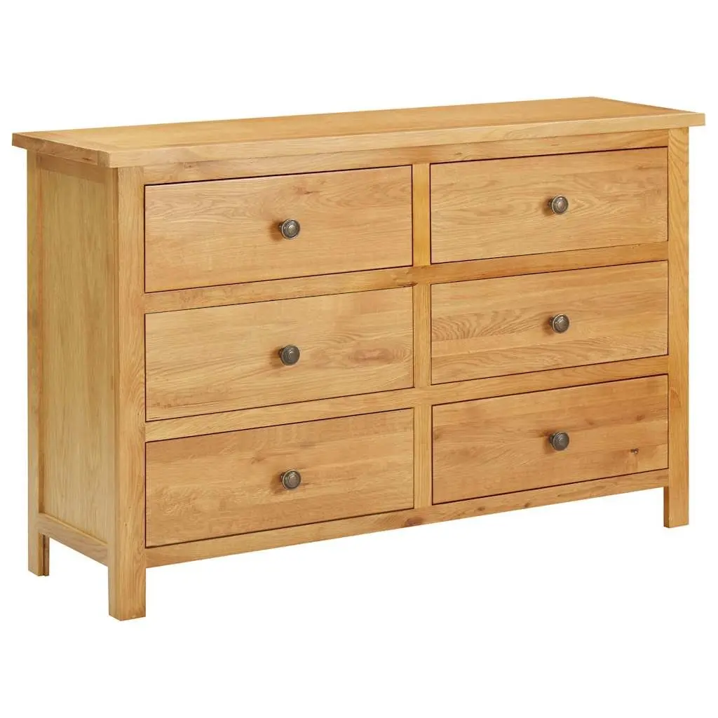 Oak Chest of Drawers with 6 Ample Drawers