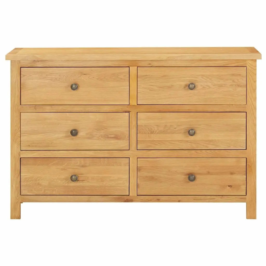 Oak Chest of Drawers with 6 Ample Drawers