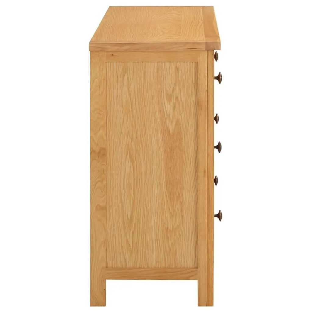 Oak Chest of Drawers with 6 Ample Drawers