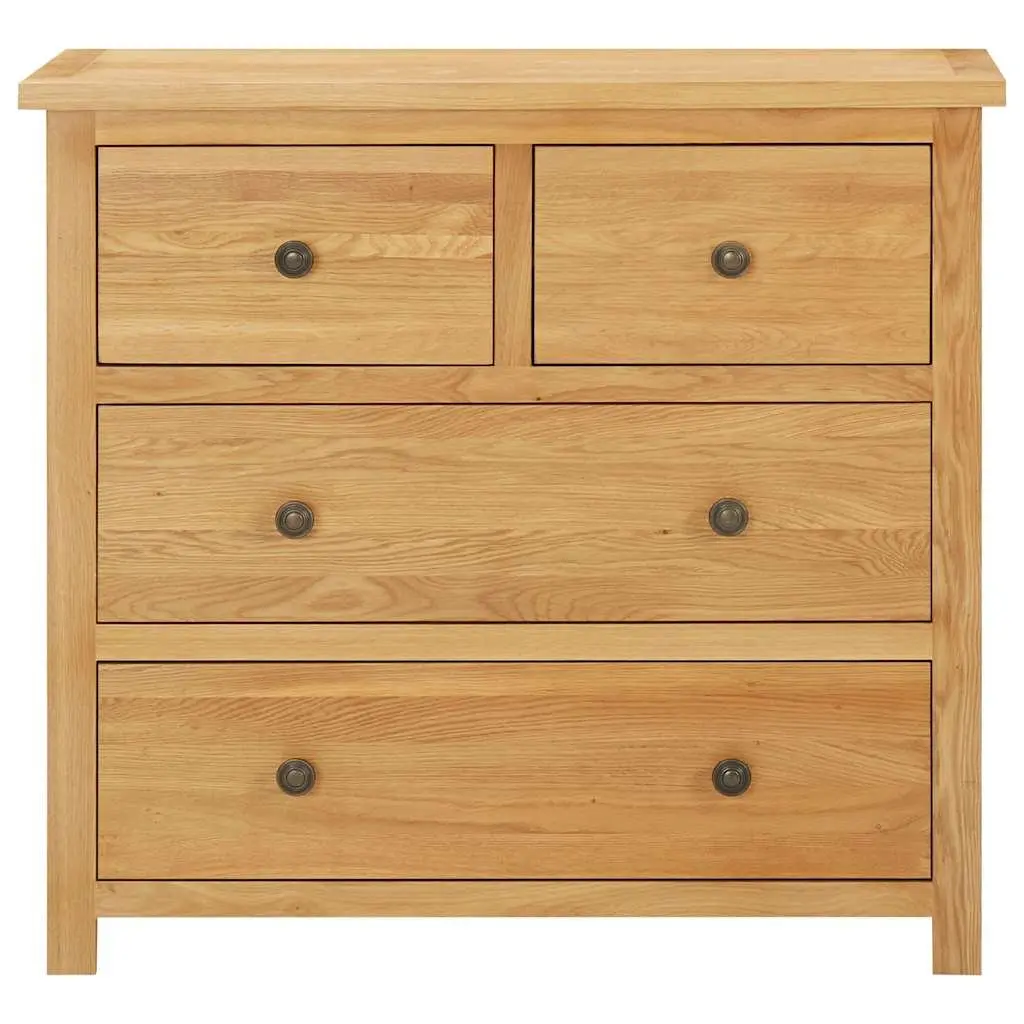 Chest of Drawers Bedroom Storage Cabinet 80x35x75cm Solid Oak Wood 4 Drawers Brown