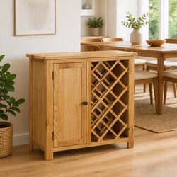 Durable 11-Bottle Wine Cabinet in Solid Oak Wood