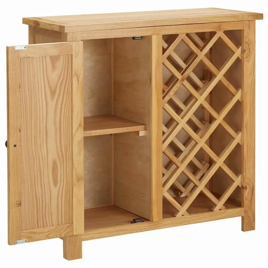 11-Bottle Wine Cabinet in Solid Oak Wood