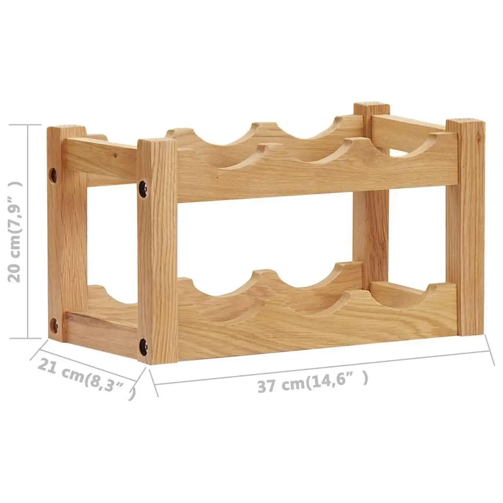 Wine Rack Freestanding Storage Organiser for 6 Bottles Solid Oak Wood Brown