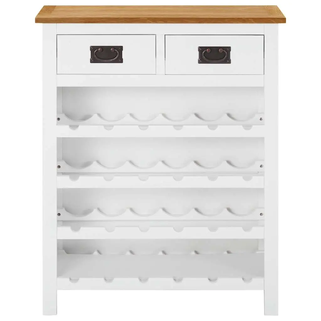 Wine Cabinet Storage Furniture Open Racks Drawers Brown Solid Oak Wood 72x32x90 cm