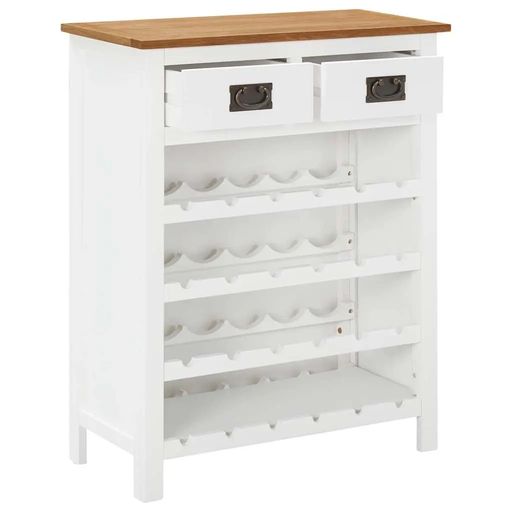 Wine Cabinet Storage Furniture Open Racks Drawers Brown Solid Oak Wood 72x32x90 cm