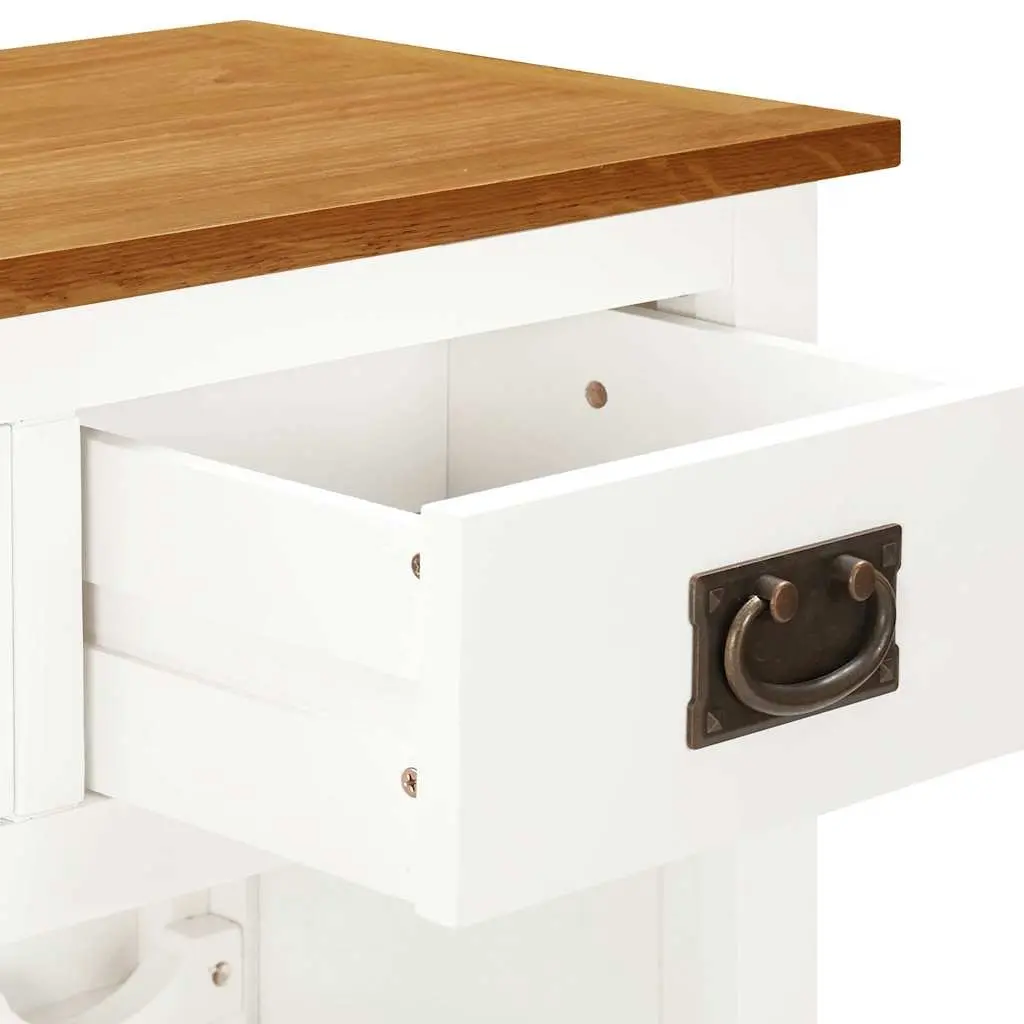 Wine Cabinet Storage Furniture Open Racks Drawers Brown Solid Oak Wood 72x32x90 cm