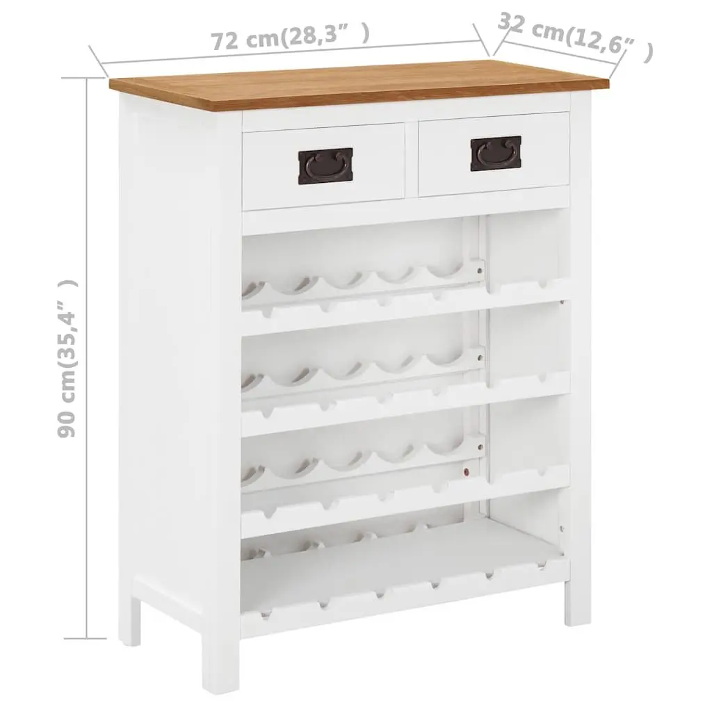 Wine Cabinet Storage Furniture Open Racks Drawers Brown Solid Oak Wood 72x32x90 cm