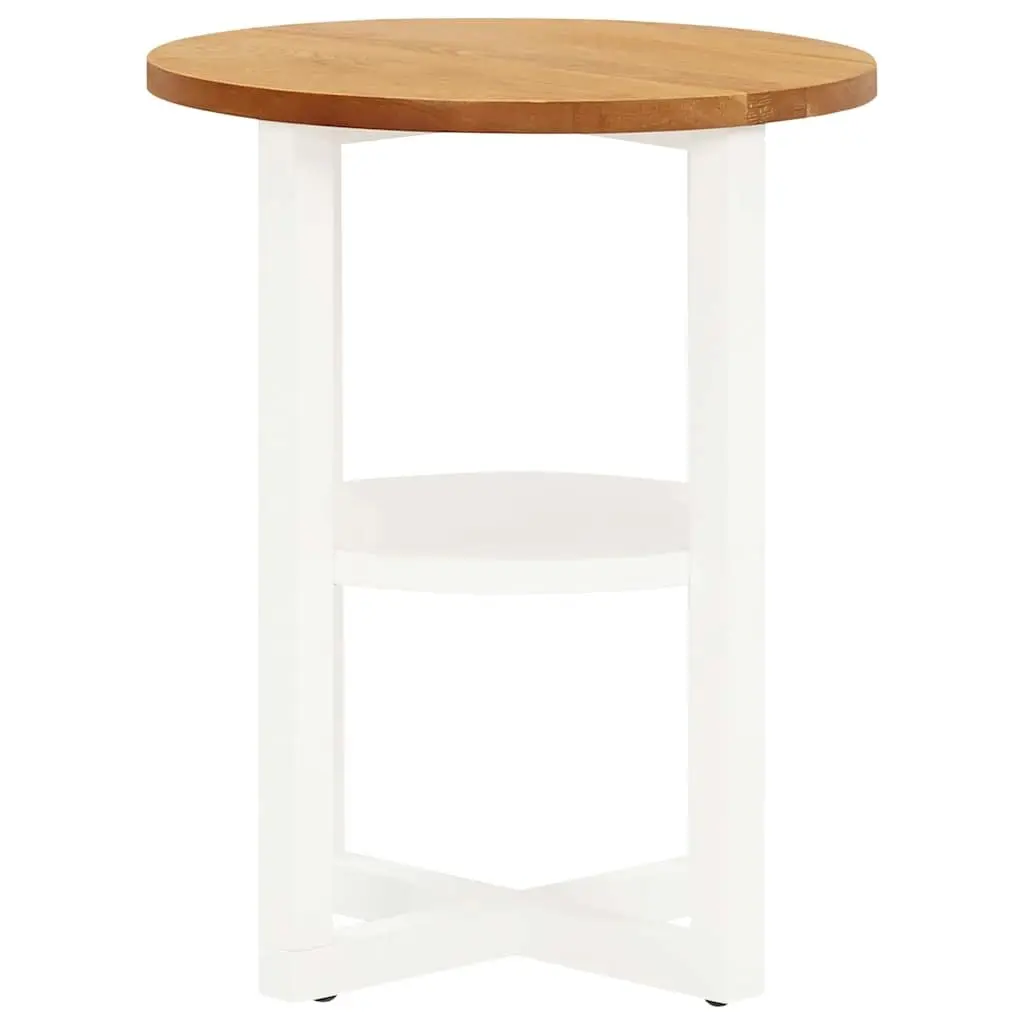 Wooden Side Table with Oak Top and Acacia Frame