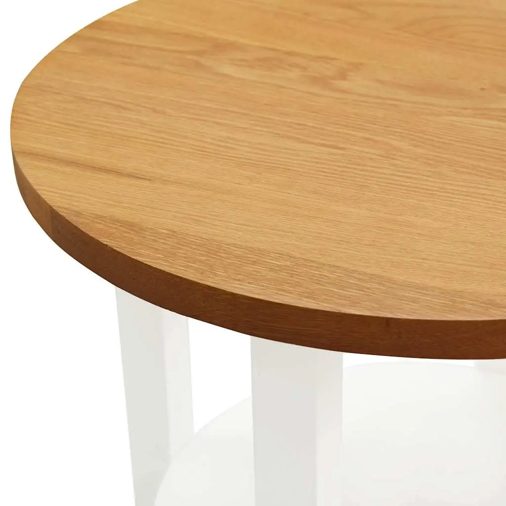 Wooden Side Table with Oak Top and Acacia Frame