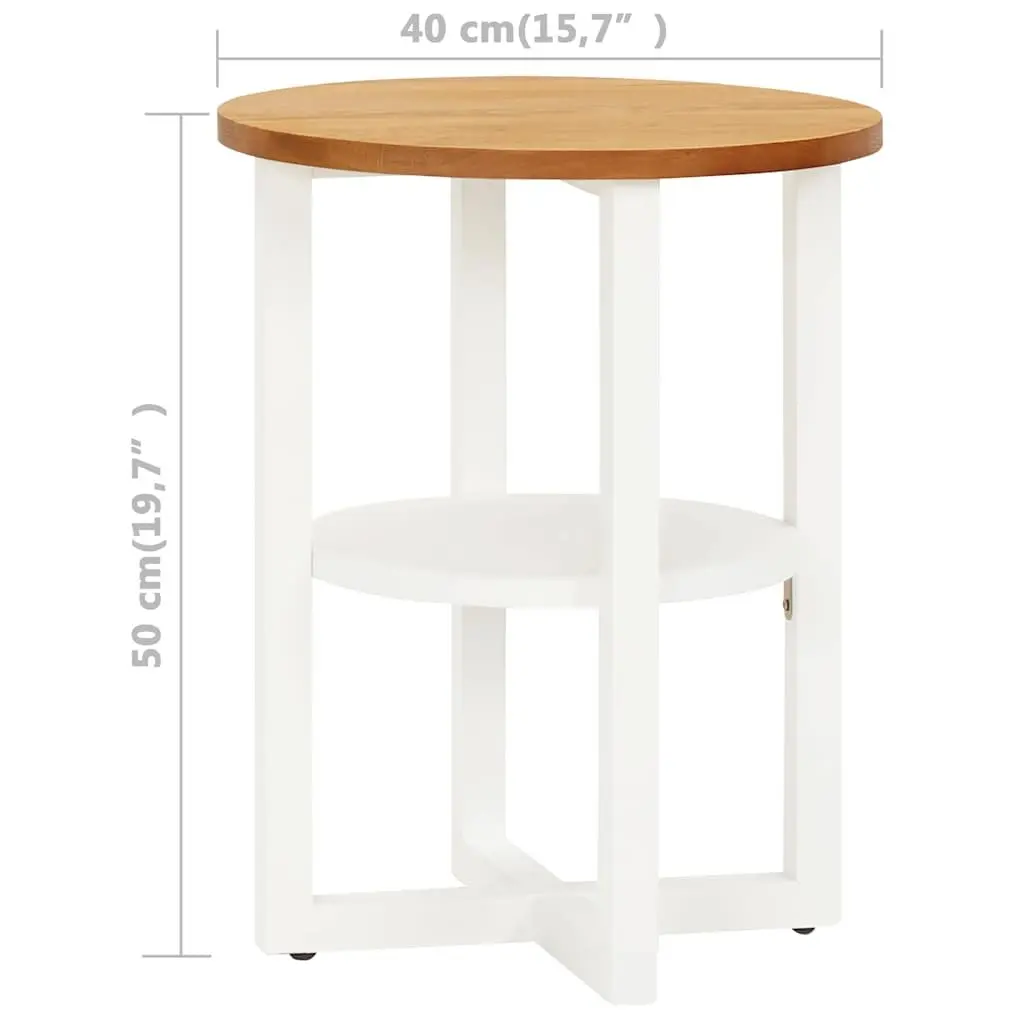 Wooden Side Table with Oak Top and Acacia Frame