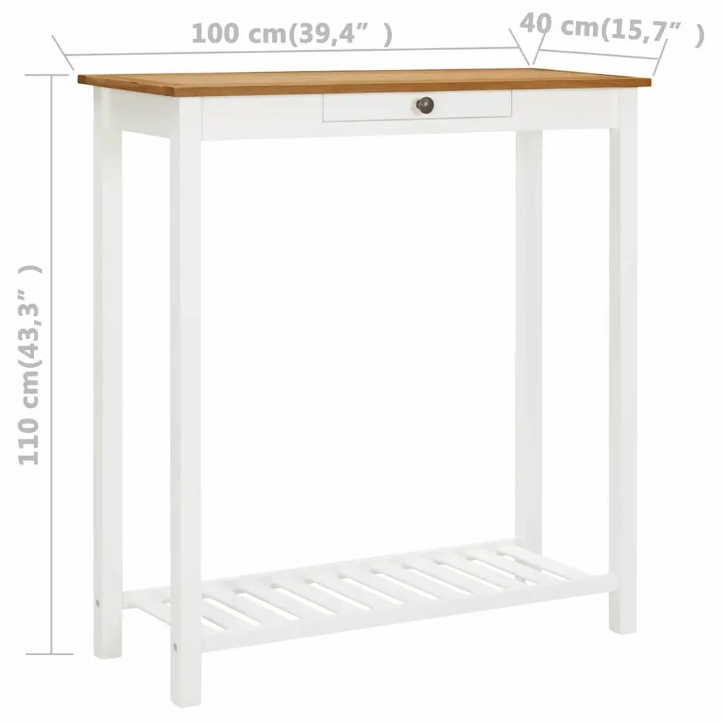 Solid Oak Wood Bar Table 100x40x110cm Brown Kitchen Dining Furniture Shelf