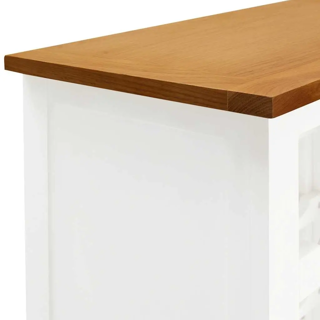 Wine Cabinet Bottle Rack Storage Holder Solid Oak Wood Brown 56 x 32 x 110 cm