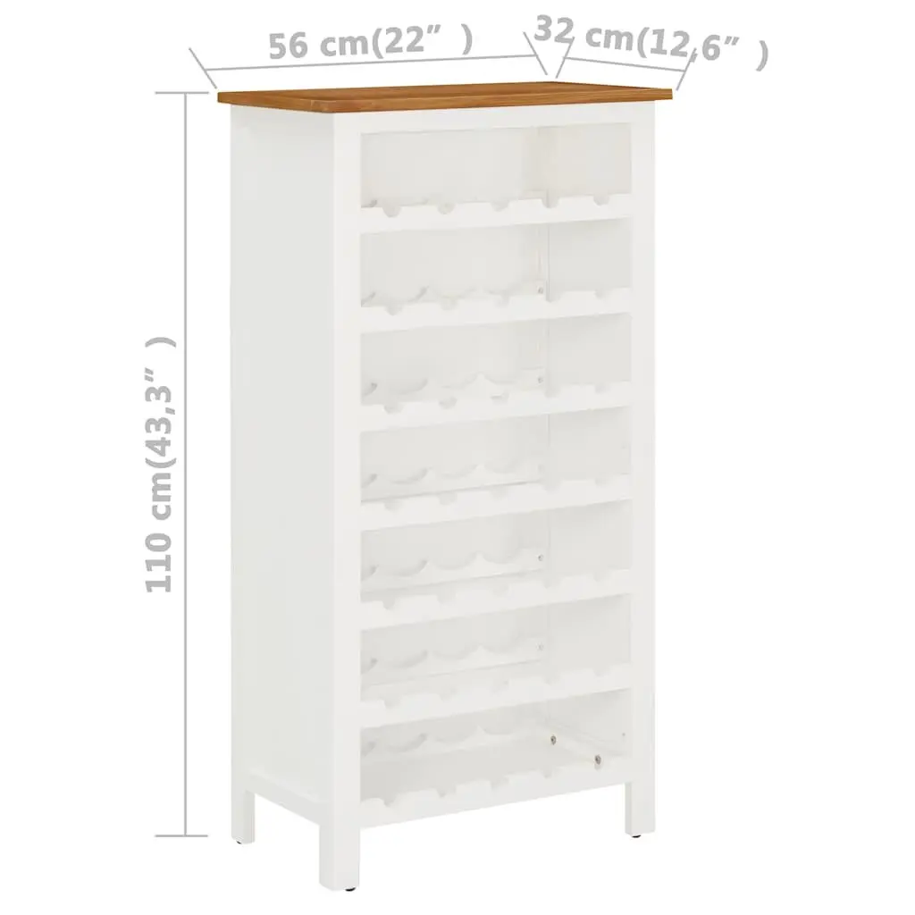 Wine Cabinet Bottle Rack Storage Holder Solid Oak Wood Brown 56 x 32 x 110 cm
