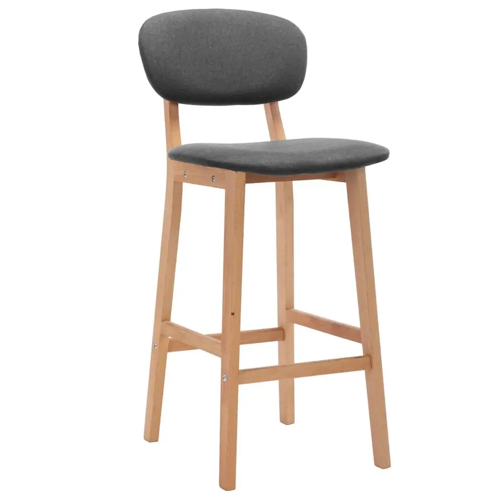 Bar Stools Set of 2 Grey Fabric Seat Backrest Footrest Modern Style