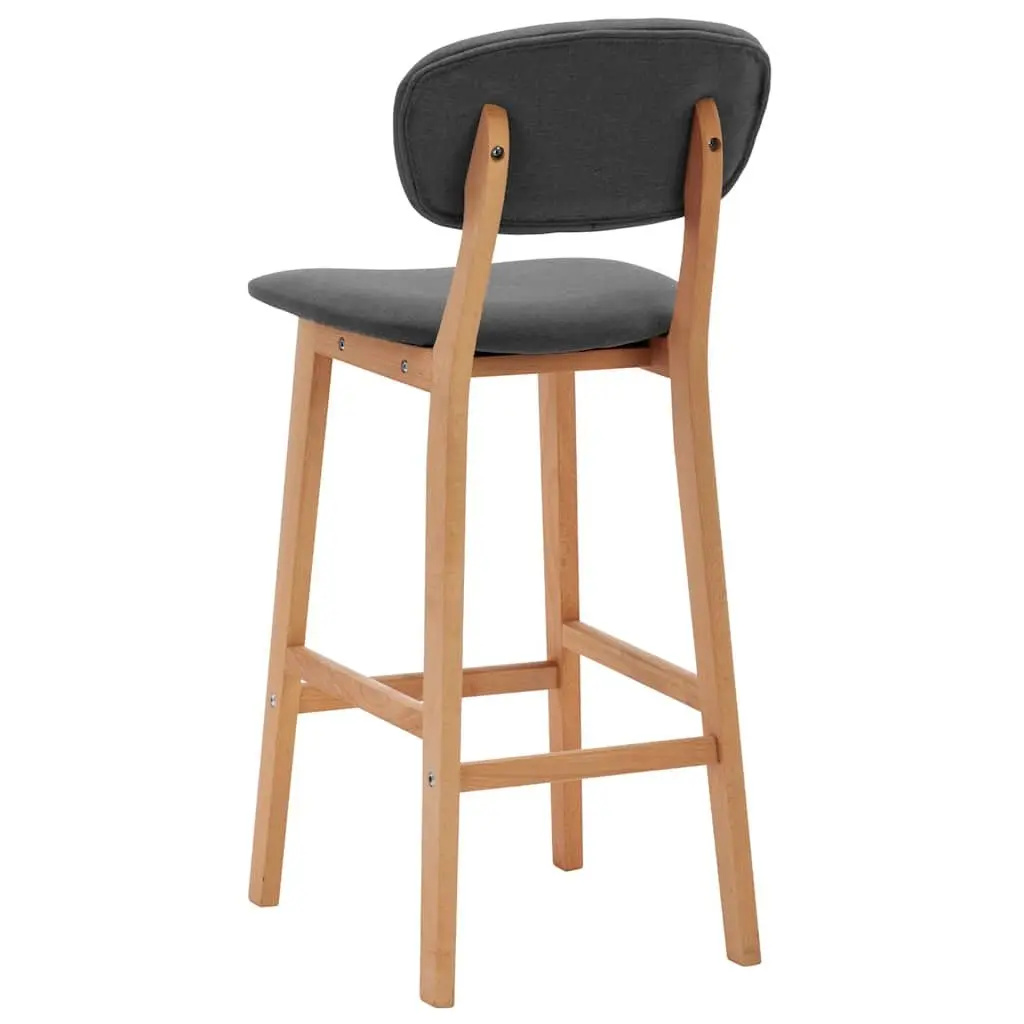 Bar Stools Set of 2 Grey Fabric Seat Backrest Footrest Modern Style
