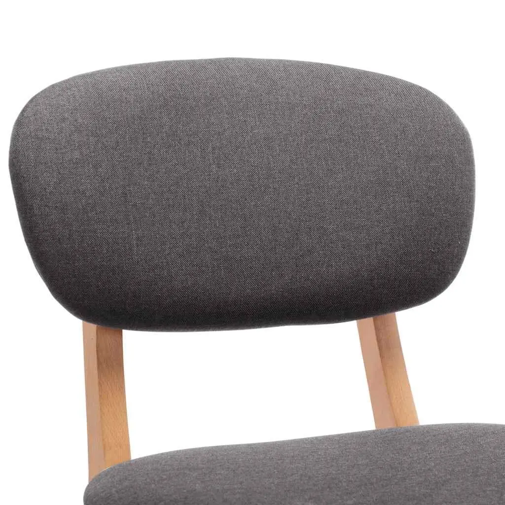 Bar Stools Set of 2 Grey Fabric Seat Backrest Footrest Modern Style