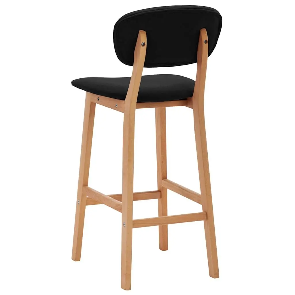 Bar Stools Set of 2 Black Fabric Seat with Footrest Modern Kitchen Counter