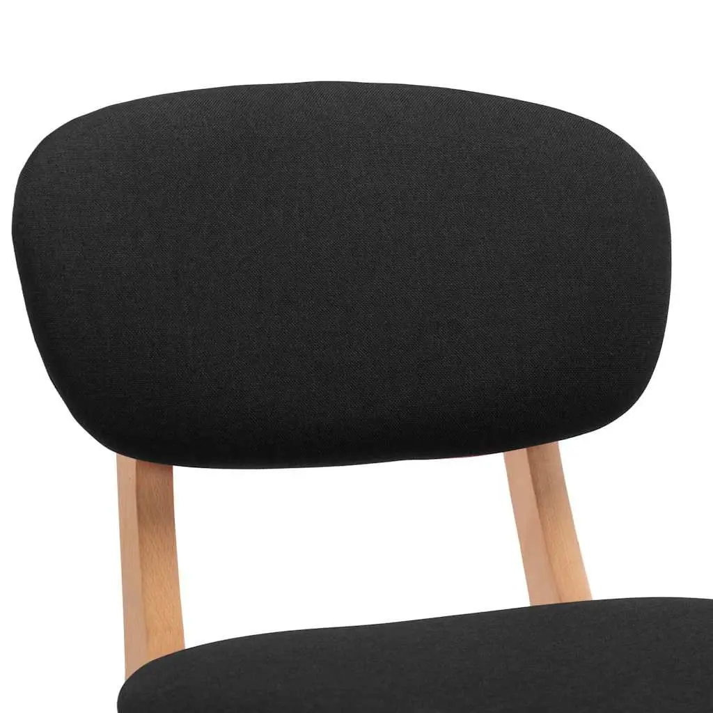 Bar Stools Set of 2 Black Fabric Seat with Footrest Modern Kitchen Counter