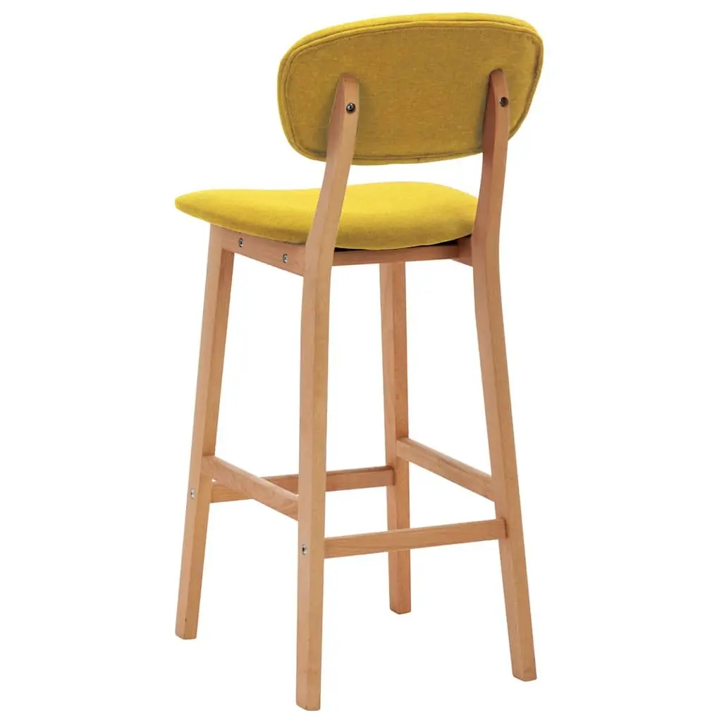 Bar Stools Set 2 pcs Yellow Fabric Seat Backrest Kitchen Counter Chair