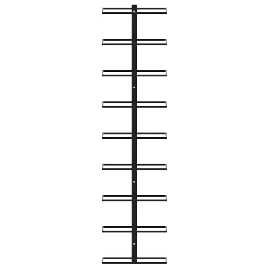 Wall-Mounted Wine Rack 9 Bottle Storage Black Iron Modern Home Decor