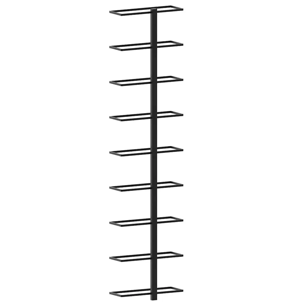Wall-Mounted Wine Rack 9 Bottle Storage Black Iron Modern Home Decor