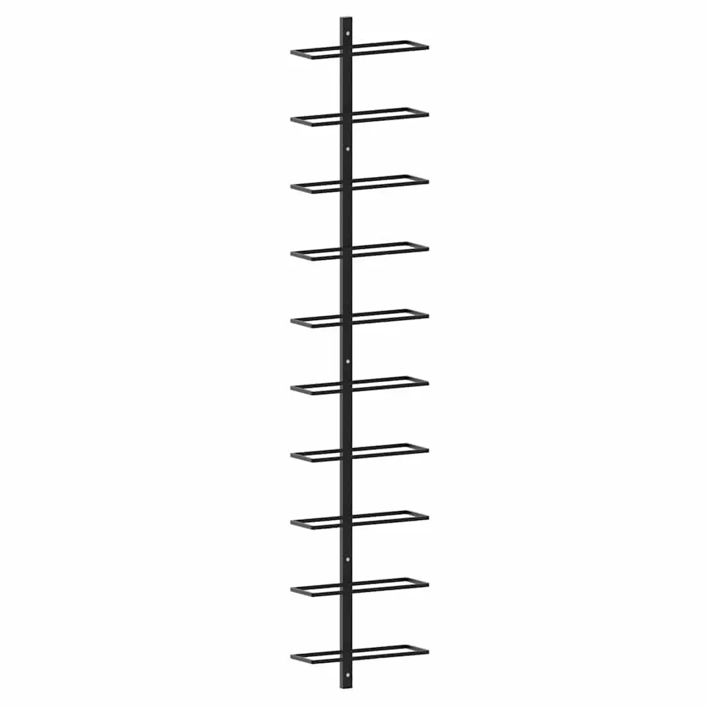 Wall-mounted Wine Rack Storage Display 20 Bottles Black Metal 2 Pieces Set