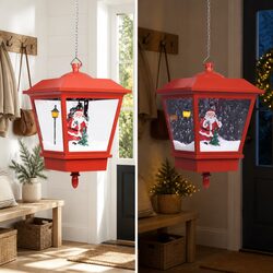 Charming Christmas Hanging Lamp with Snow-Falling Design 27x27x45cm