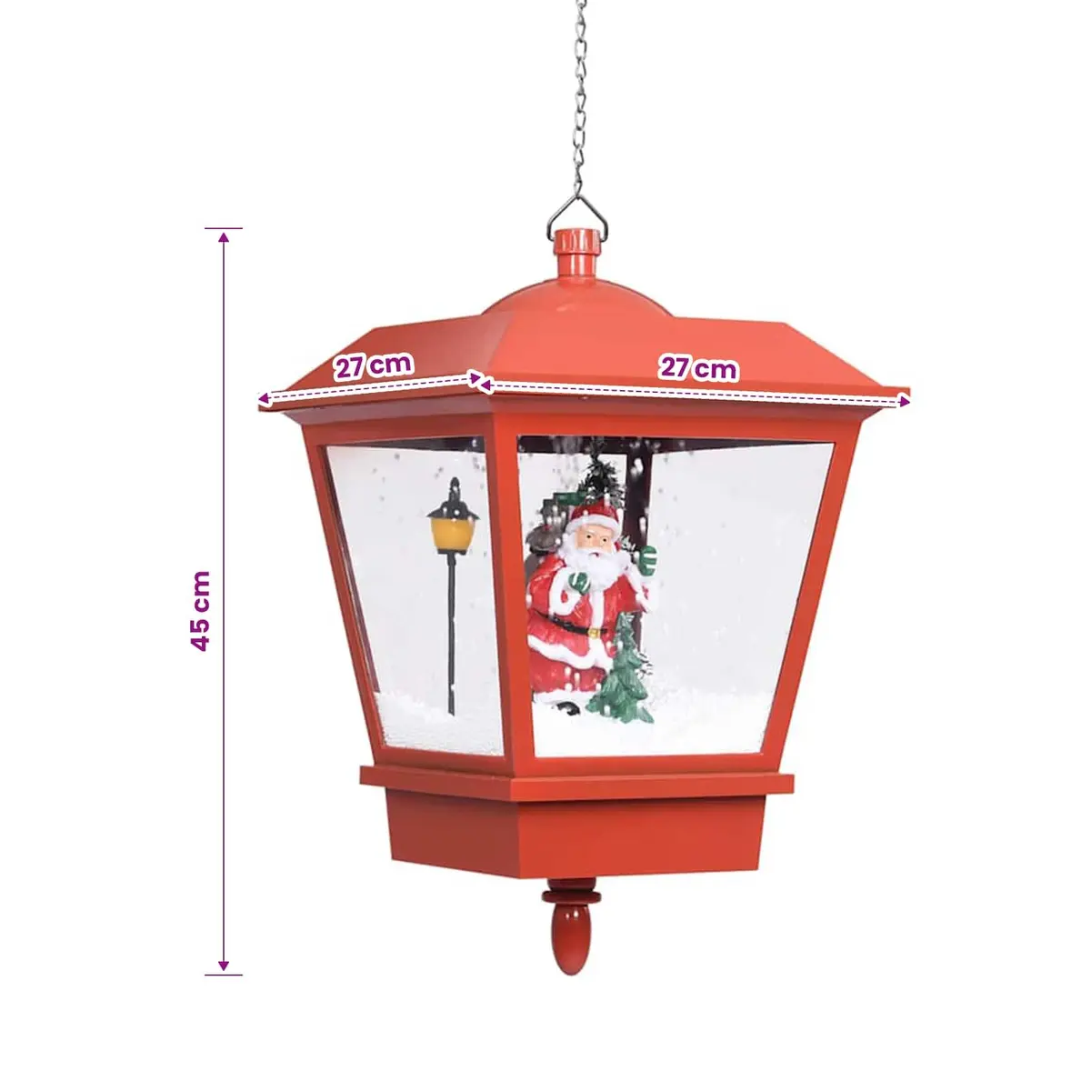 Christmas Hanging Lamp LED Light Snow Falling Design 27x27x45cm Holiday
