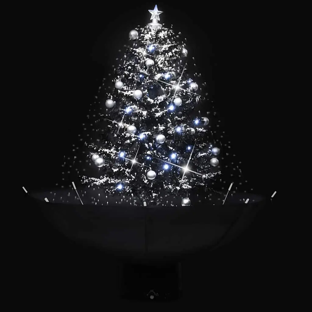 Artificial Christmas Tree Snowing Effect 75cm Black with Lights and Ornaments