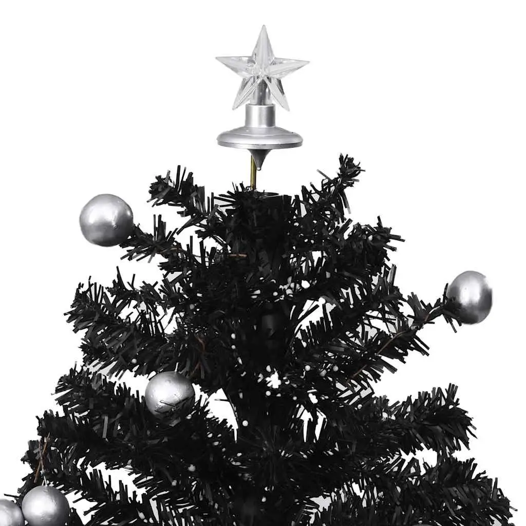 Artificial Christmas Tree Snowing Effect 75cm Black with Lights and Ornaments