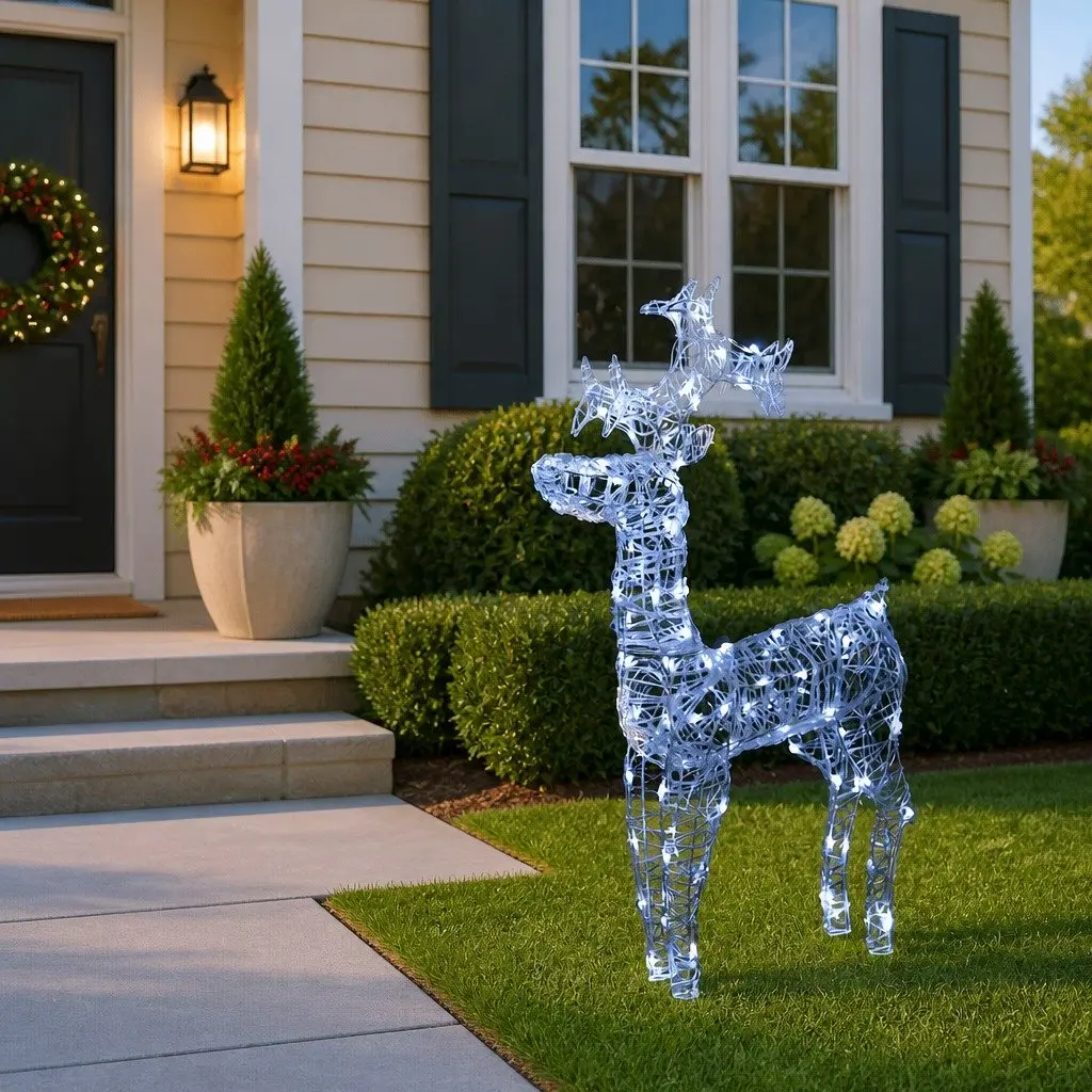 Standing Reindeer Christmas Decoration 90 Cold White LEDs 60x16x100cm Acrylic Outdoor Indoor