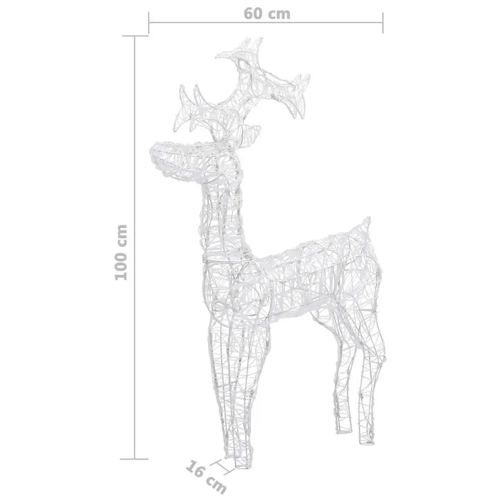 Standing Reindeer Christmas Decoration 90 Cold White LEDs 60x16x100cm Acrylic Outdoor Indoor