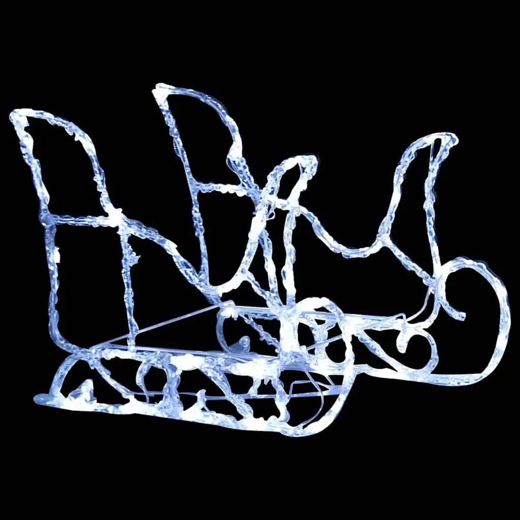 Christmas Reindeer Sleigh Decoration Outdoor 280 x 28 x 55 cm Cold White LED Lights