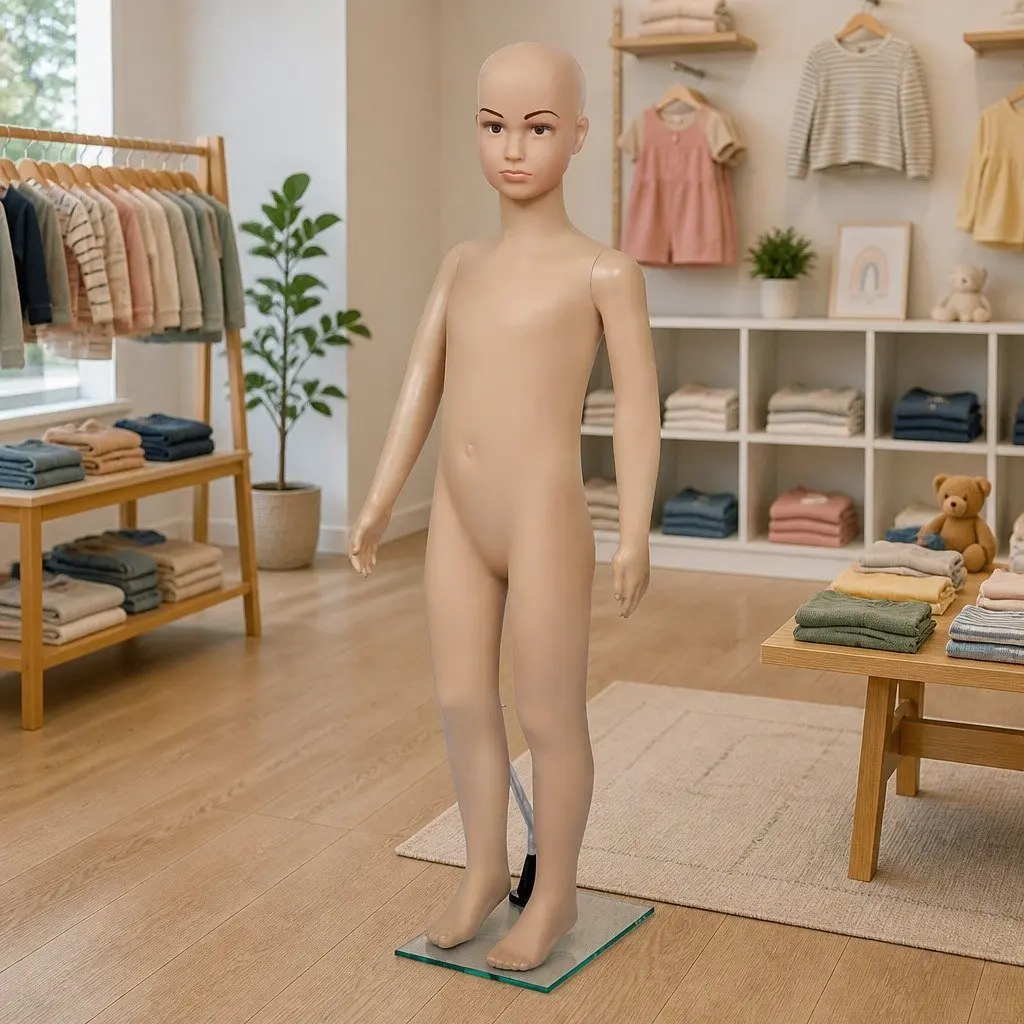 Child Mannequin Display Torso Beige Removable Arms Head Rotating