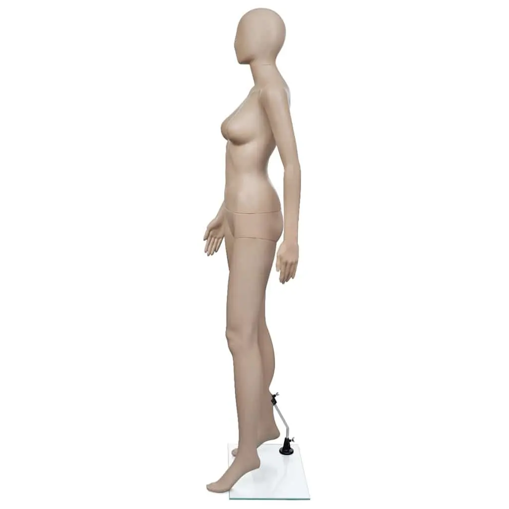 Female Display Mannequin Torso 6 Piece Beige with Glass Base Stand