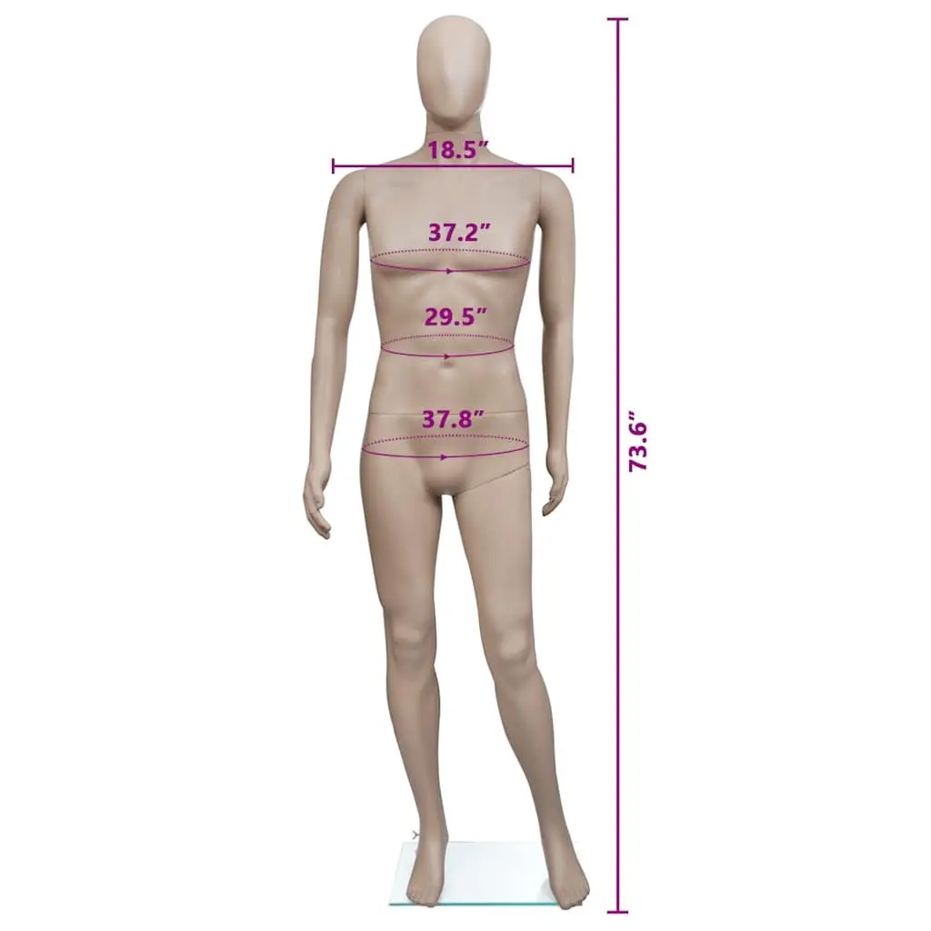 Full-Body Male Mannequin Display Fashion Retail Clothing Beige 360° Rotatable Head and Arms