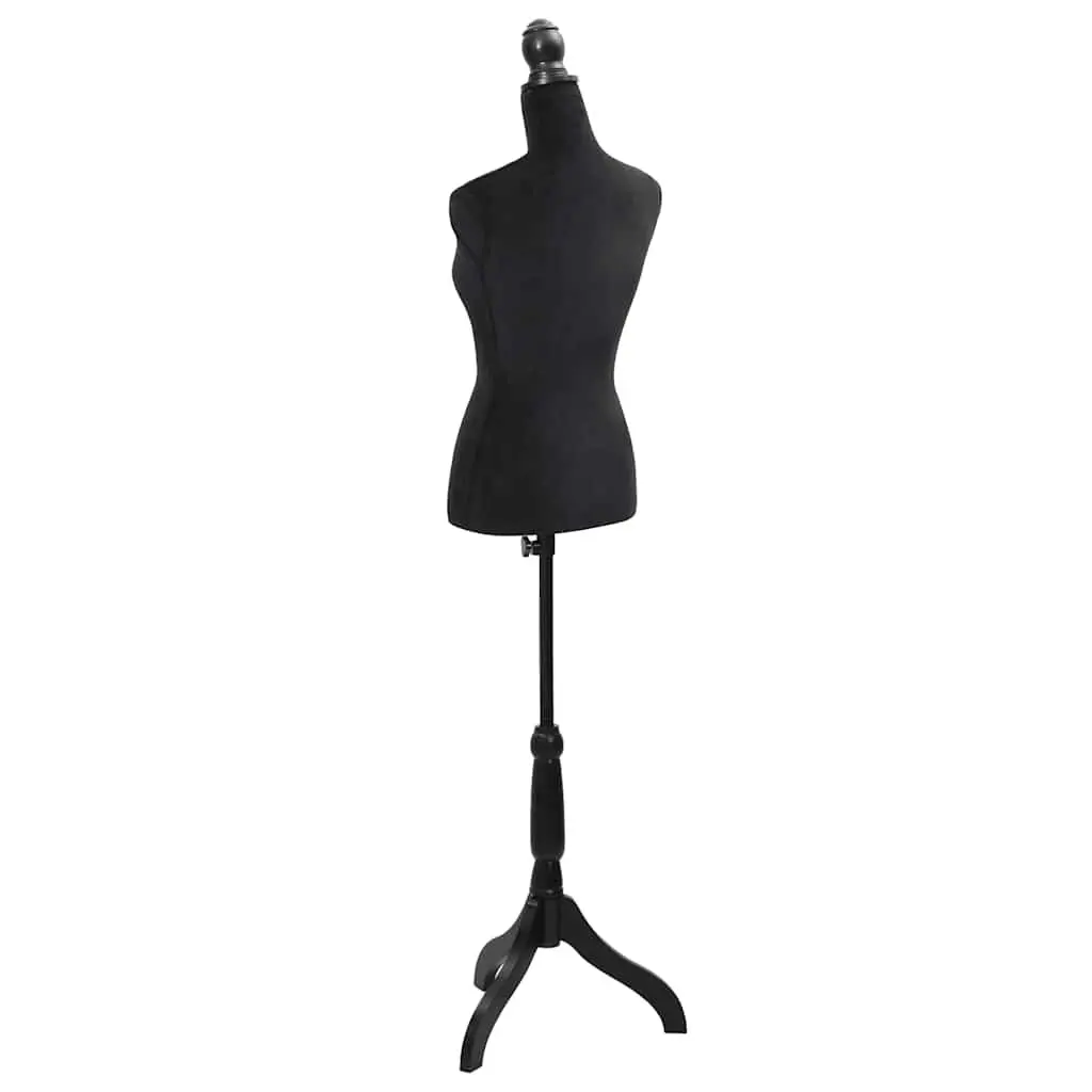 Bust Display Mannequin Adjustable Torso Black Velvet Female 133 cm to 168 cm